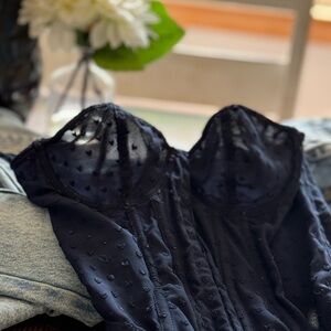 Urban Outfitters Lucy Girl Lace Corset Navy
